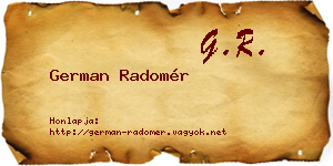 German Radomér névjegykártya